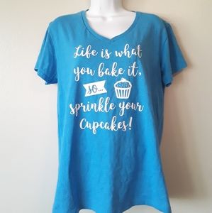 4/$20 Gildan cupcake optimistic baker pastry shirt